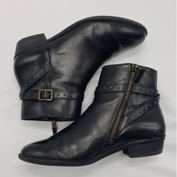 Ralph Lauren Shoes - Ralph Lauren Lauren Shaw Side Zip Studded Leather Ankle Black Bootie Size 8.5